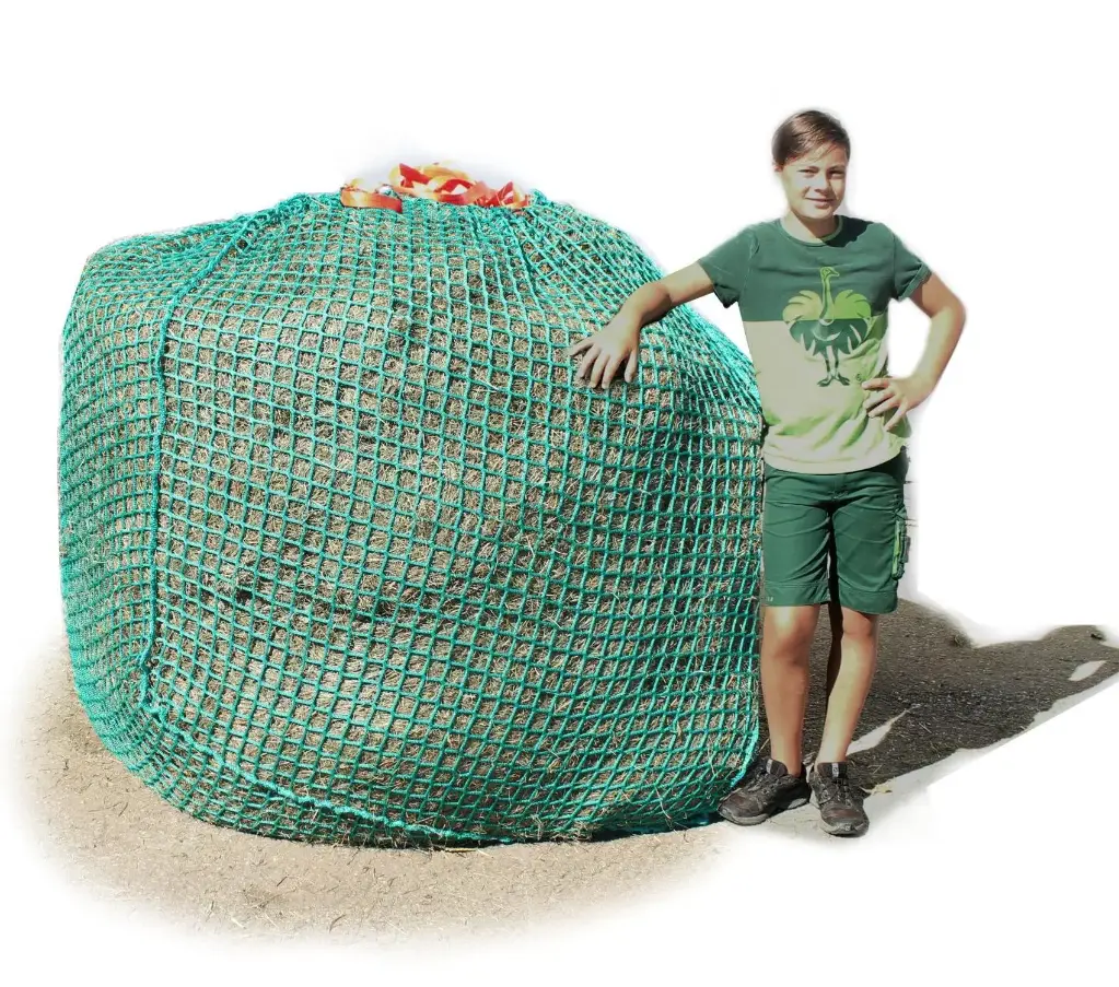45mm XXL Profi-Rundballenheunetz Titan - doppelt vernäht  - eXtraStark 6mm Gewebe - eXtraGroß 200cmØx180cm/h - bis190cm Rundballen