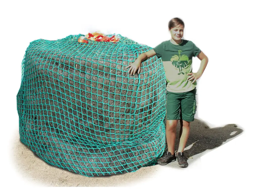 60mm XL Profi-Rundballenheunetz Titan - doppelt vernäht  - eXtraStark 6mm Gewebe - eXtraGroß 200cmØx180cm/h - bis190cm Rundballen