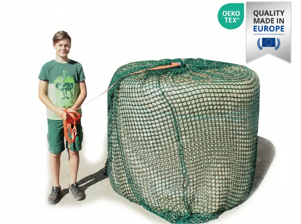 35mm Öko-Tex XXL Profi-Rundballenheunetz Titan-EU-Ökotex - eXtraStark 6mm Gewebe - eXtraGroß 200cmØx180cm/h - bis190cm Rundballen (Made in EU-Ökotex)