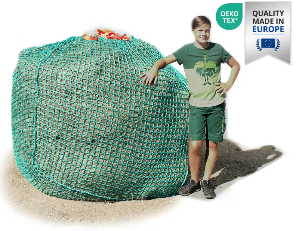 45mm XXL Öko-Tex-Profi-Rundballenheunetz Titan-EU-Ökotex - eXtraStark 6mm Gewebe - eXtraGroß 200cmØx180cm/h - bis190cm Rundballen (Made in EU-Ökotex)