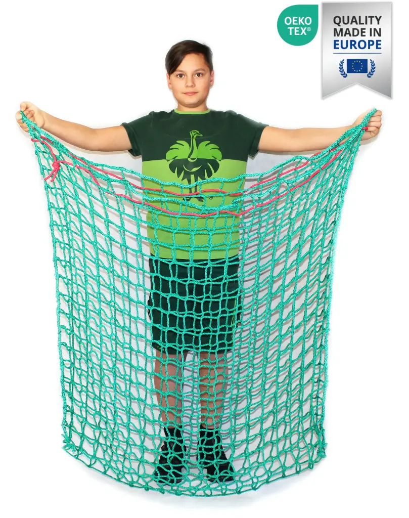 Heunetz Box 60mm Öko-Tex 16kg Heu "120x120cm" Titan-Ökotex  60mm Maschenweite - 6mm Gewebe (Made in EU)