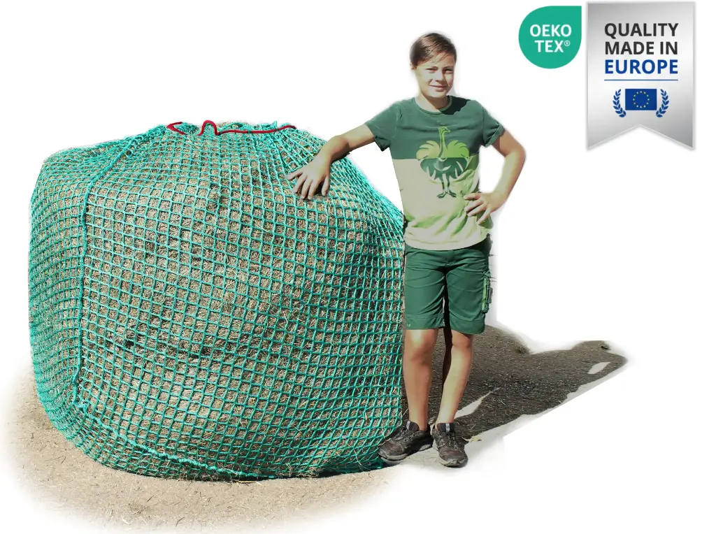 45mm L-Öko-Tex-Profi-Rundballenheunetz Titan-EU-Ökotex - 6mm Gewebe - 170cmØx160cm/h - bis160cm Rundballen (Made in EU-Ökotex)