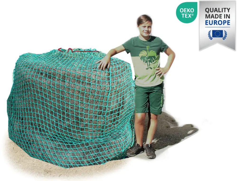 60mm L-Öko-Tex-Profi-Rundballenheunetz Titan - 6mm Gewebe - 170cmØx160cm/h - 160cm Rundballen (Made in EU-Ökotex)