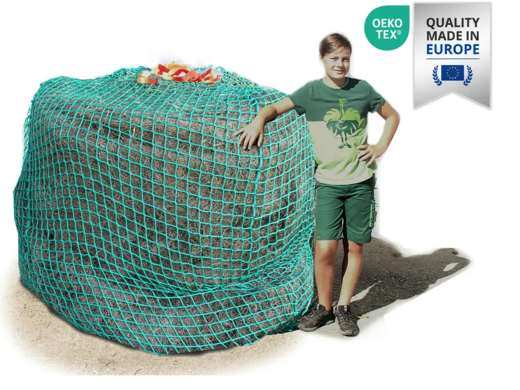 60mm Öko-Tex XXL Profi-Rundballenheunetz Titan - eXtraStark 6mm Gewebe - 200cmØx180cm/h - bis190cm Rundballen (Made in EU-Ökotex)