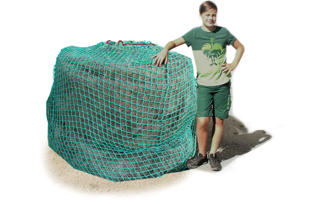 60mm S Profi-Rundballenheunetz Titan - doppelt vernäht - 5,5mm Gewebe - 150cmØx150cm/h - bis140cm Rundballen